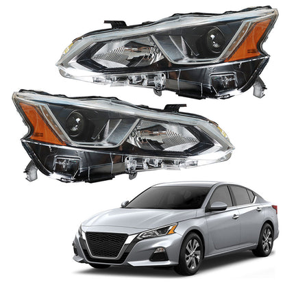 munirater Driver & Passenger Side Chrome Projector Headlight Assembly Replacement for 2019 2020 Nissan Altima, Replaces Halogen Headlights w/o LED (2-Pack)