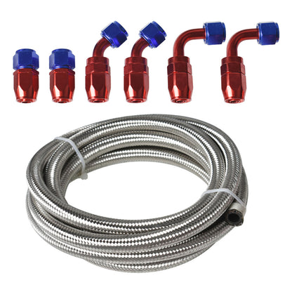 munirater 10Feet 8AN Braided Fuel Hose Line and Swivel Hose End Fitting Kit Sliver