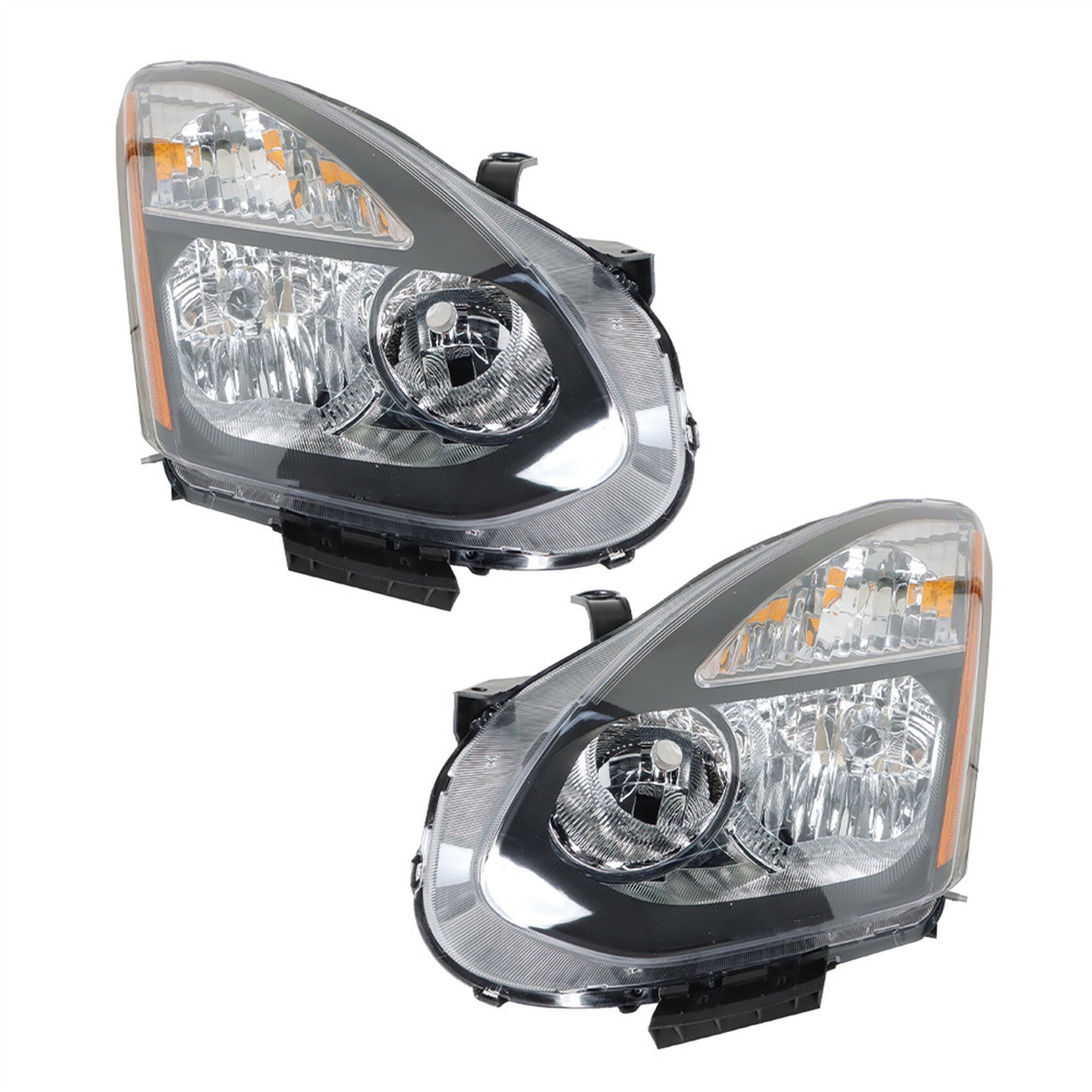 munirater Headlight For 08-13 Nissan Rogue/14-15 Rogue Select Black Housing Halogen RH+LH