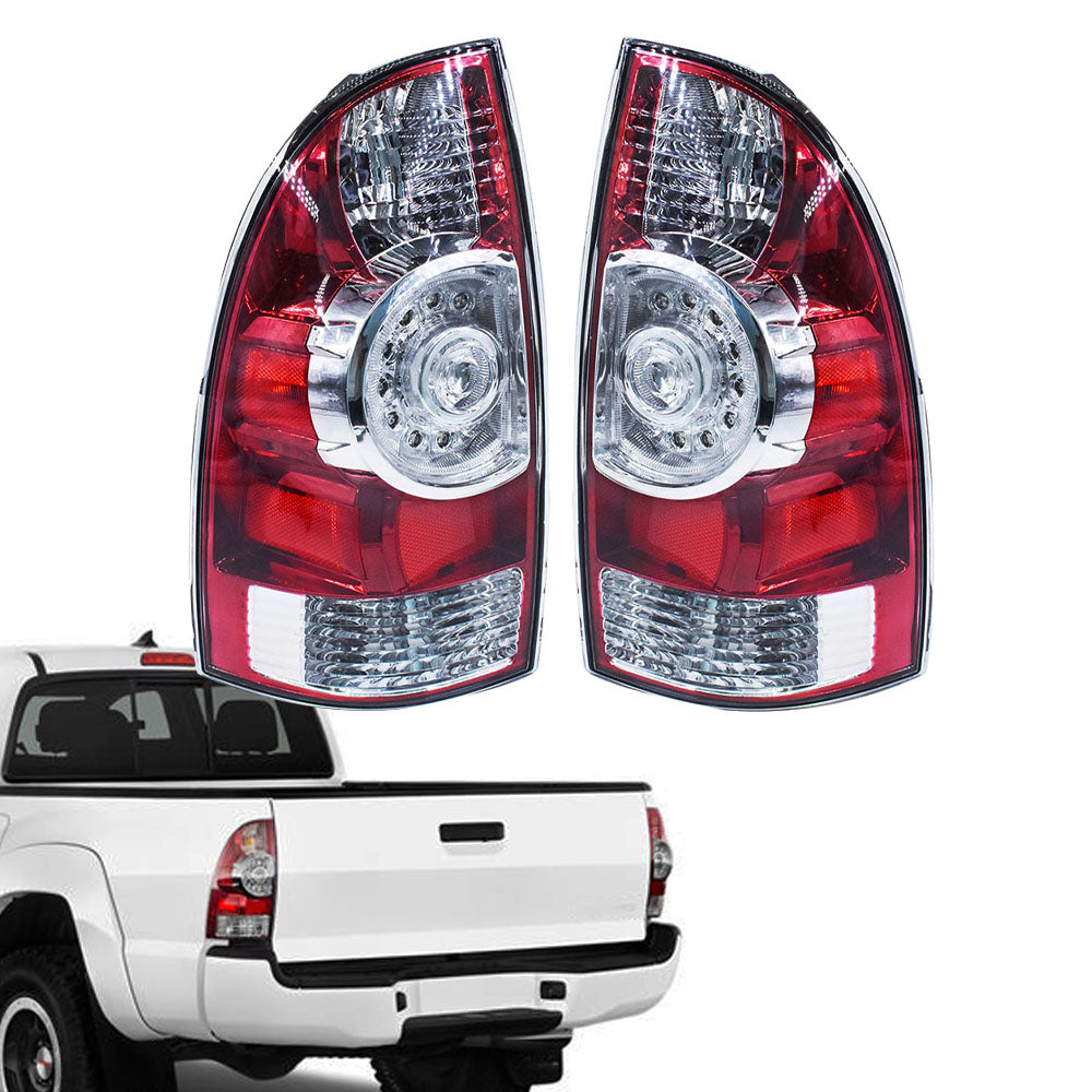 Red Clear LED Rear Tail Brake Lights Replacement for 2005-2015 Toyota Tacoma Left and Right Side Tail Lights