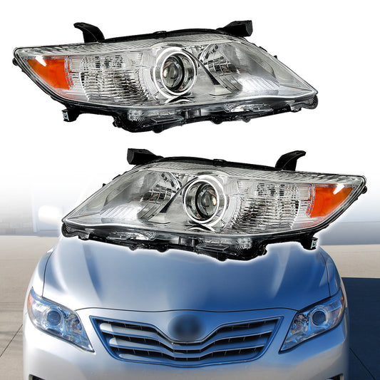 munirater 81150-06520 81110-06520 Left & Right Front Chrome Projector Headlights Lights Lamps Driver & Passenger Side Replacement for 2010 2011 Camry 4-Door Sedan