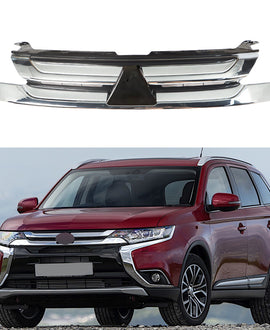 munirater Front Upper Mesh Grille Grill Strip Trim Black Chrome Replacement for 2016 2017 2018 Outlander