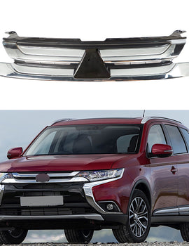 munirater Front Upper Mesh Grille Grill Strip Trim Black Chrome Replacement for 2016 2017 2018 Outlander