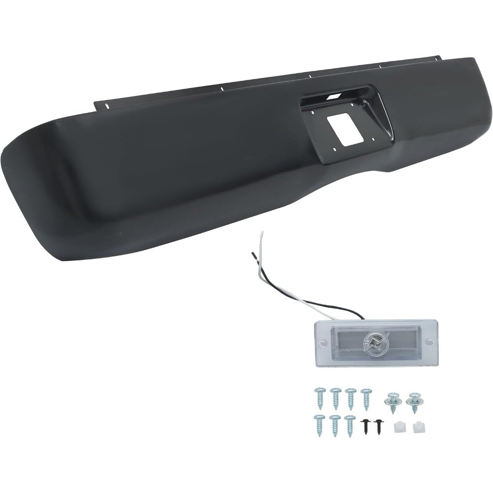 Black Steel Rear Bumper Roll Pan for Chevrolet Silverado 1500 Fleetside 2007-2013