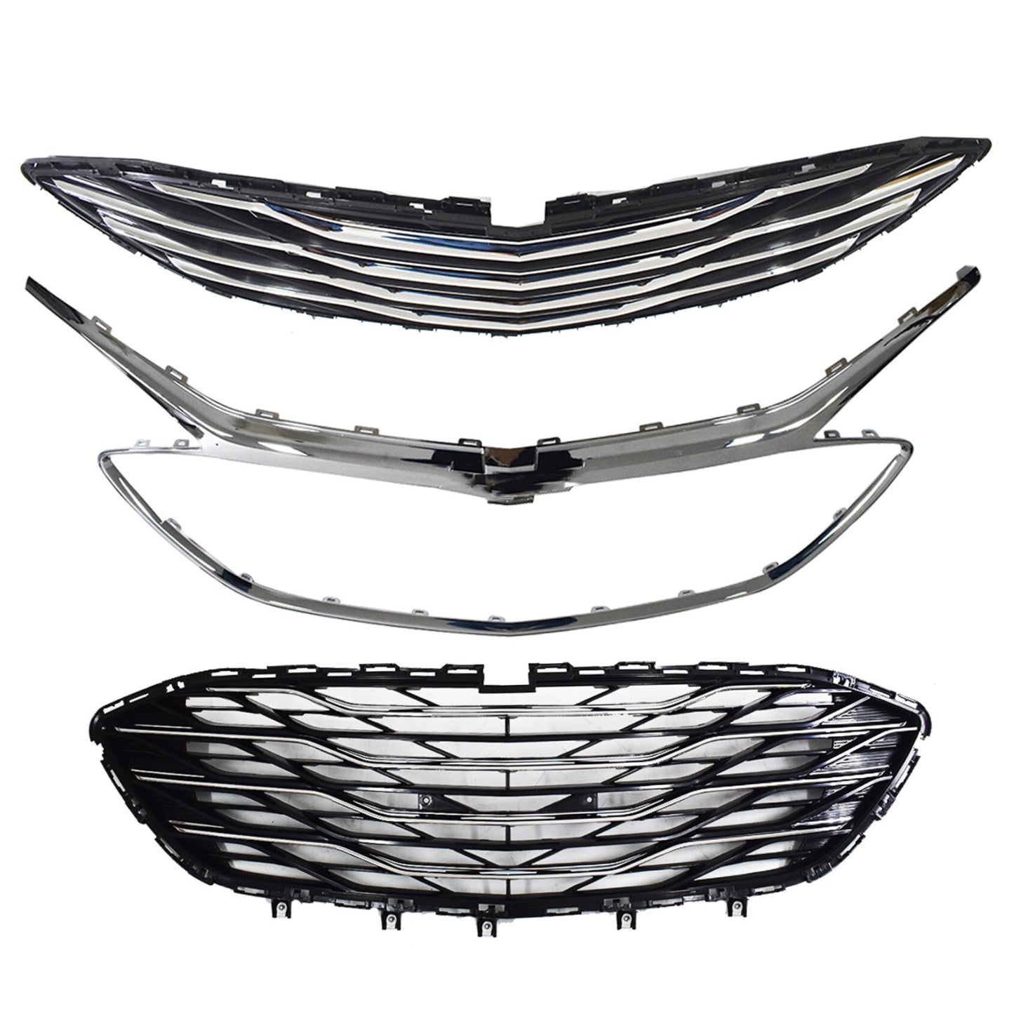 munirater Front Bumper Upper Lower Grilles Black Chrome Replacement for 2019 2020 Malibu