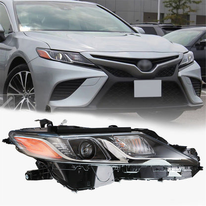 munirater 81110-06C40 TO2503255 Black Housing Right Front LED Projector Headlights Lights Lamps Passenger Side Replacement for 2018 2019 Camry L LE SE