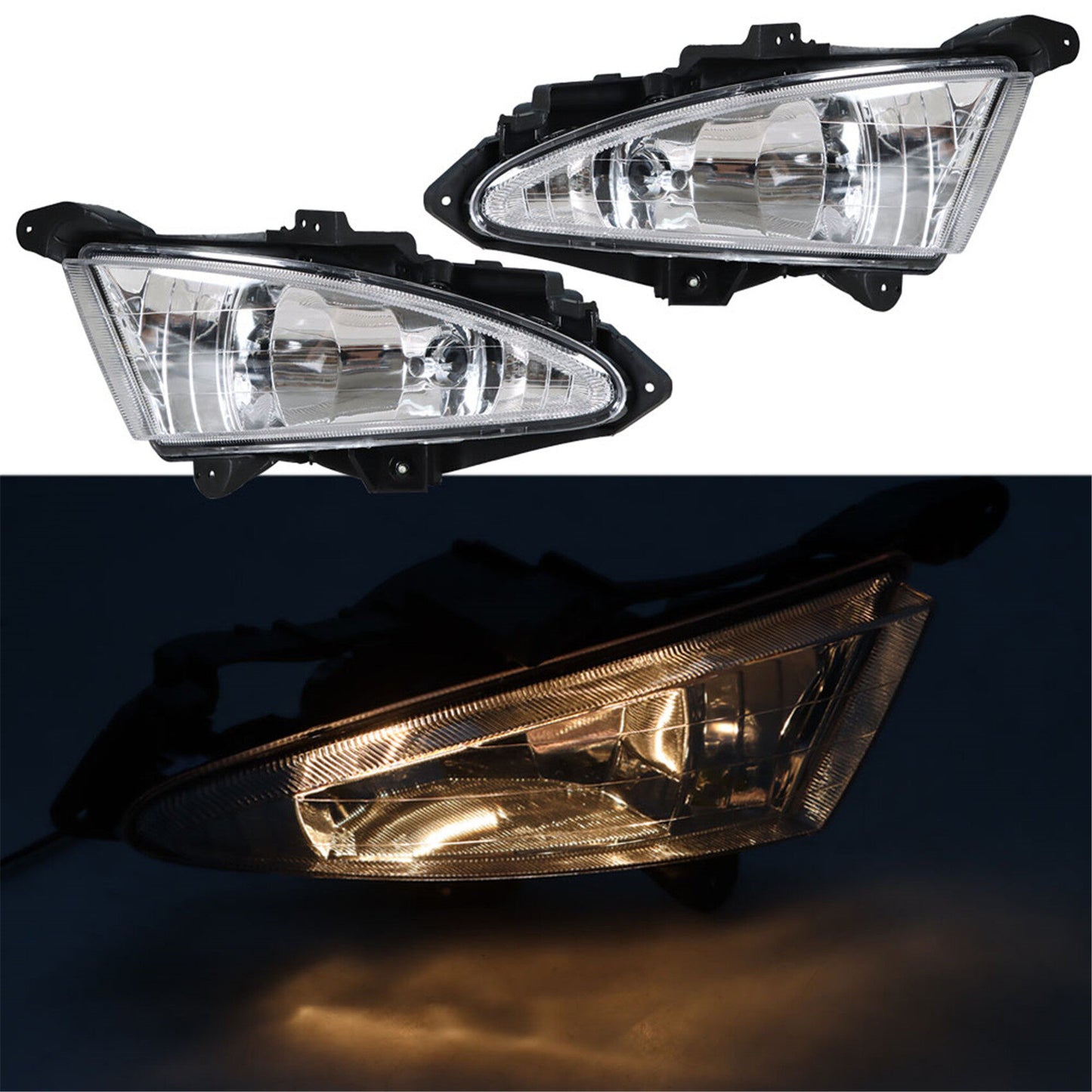 munirater 1 Pair of Clear Lens Bumper Fog Light Assembly (Left & Right Side) Replacement for Hyundai Elantra 2007-2010