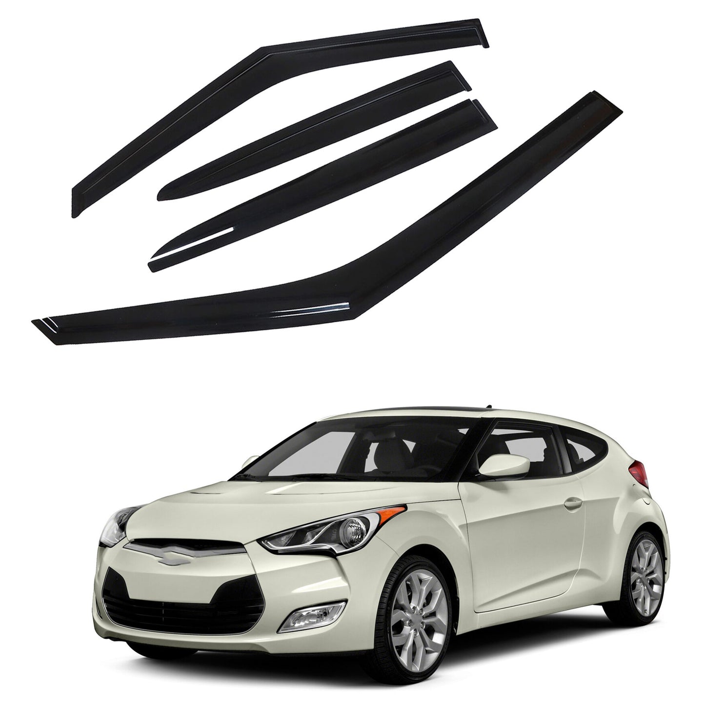 munirater 4 PCS Side Window Vent Visors Rain Guards Deflectors Smoke Replacement for 2011-2017 Veloster