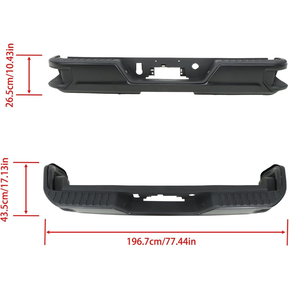 Black Rear Step Bumper for Chevrolet Silverado & GMC Sierra 2500 / 3500 2020-2025, without Sensor Holes