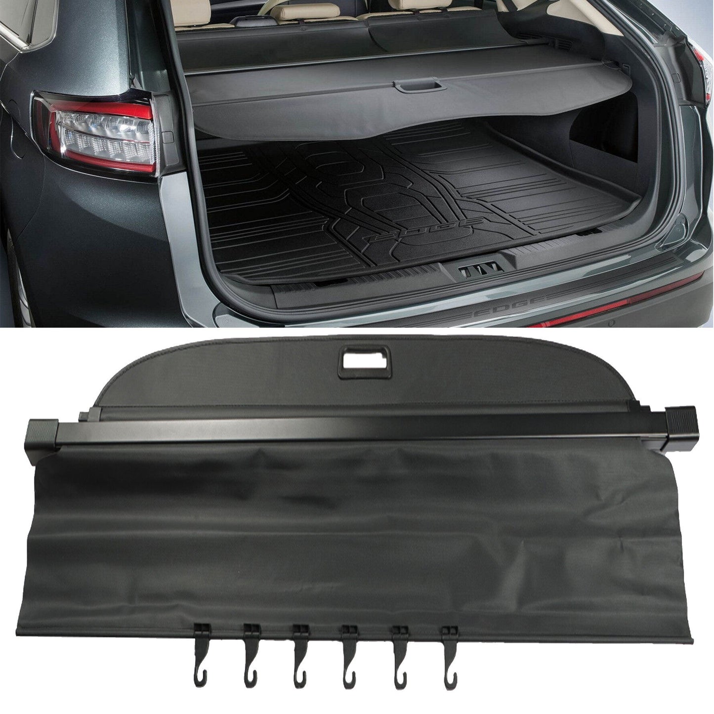 munirater Black Cargo Cover Retractable Car Rear Trunk Shade Shild Replacement for Edge 2015-2020