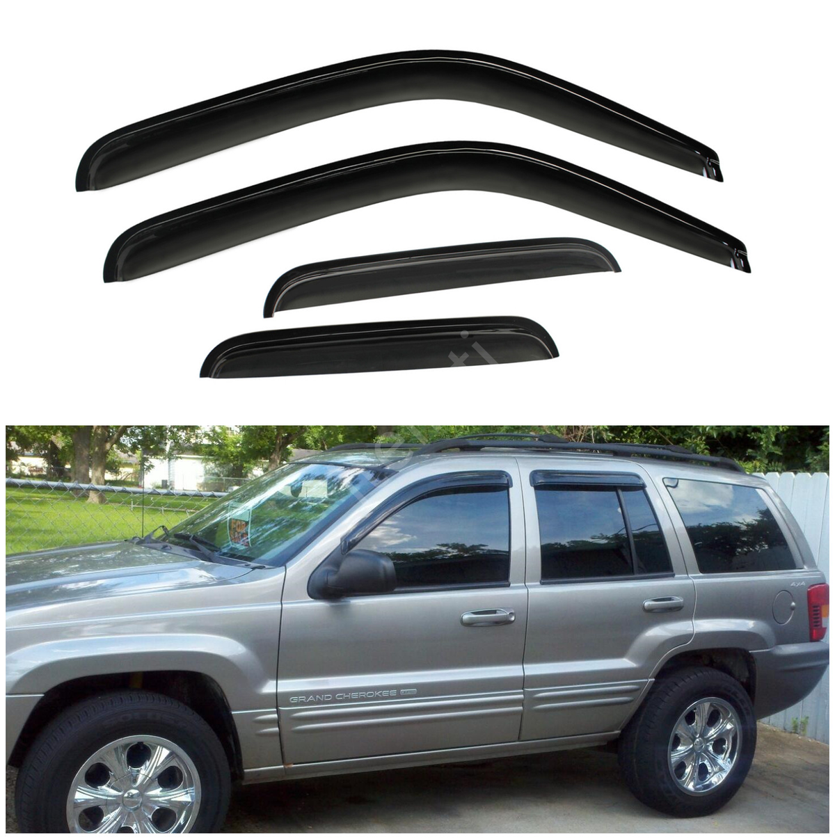 Munirater Side Window Visor Vent Rain Guard Black Acrylic Replacement for 1999-2004 Grand Cherokee