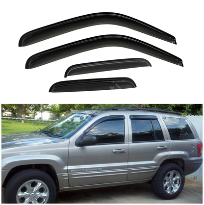 Munirater Side Window Visor Vent Rain Guard Black Acrylic Replacement for 1999-2004 Grand Cherokee