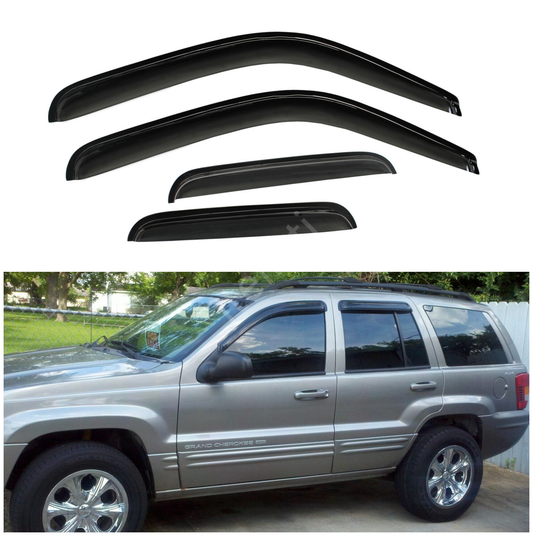 Munirater Side Window Visor Vent Rain Guard Black Acrylic Replacement for 1999-2004 Grand Cherokee
