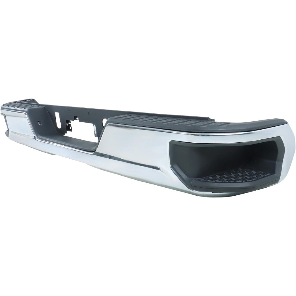 Chrome Rear Step Bumper for Chevrolet Silverado & GMC Sierra 2500 / 3500 2020-2025, without Sensor Holes