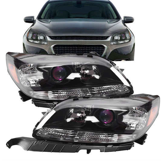 munirater munirater Headlights For 2013-2015 Chervolet Malibu Halogen Projector Right&Left Black