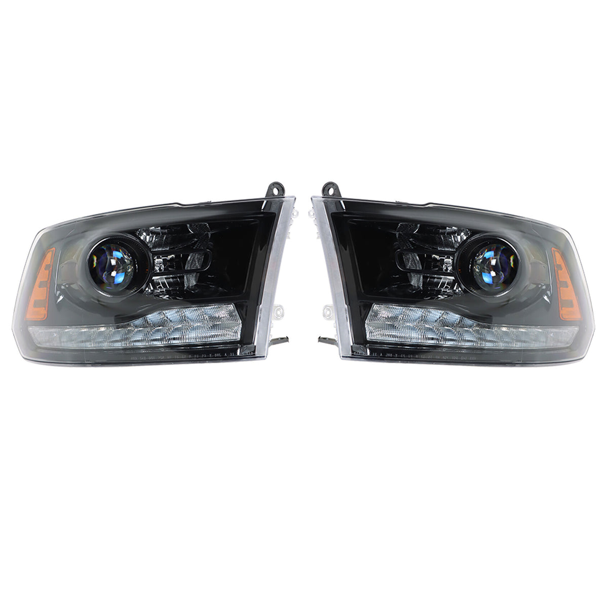 munirater Headlight w/LED DRL For 2009-2018 Dodge Ram 1500-3500 Black Housing Left+Right