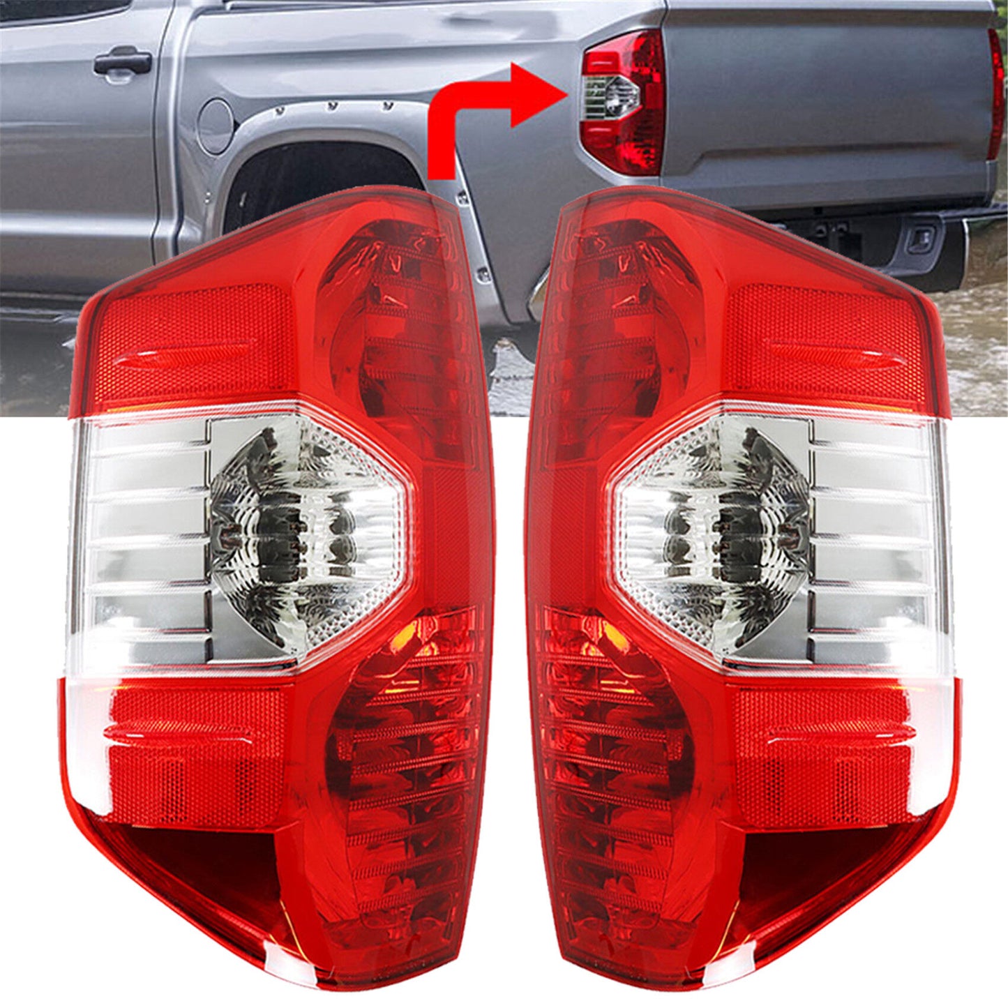 munirater Pair of Rear Left and Right Tail Light Brake Lamp Assembly Replacement for 2014-2020 Toyota Tundra Driver and Passenger Side 81560-0C101 81550-0C101