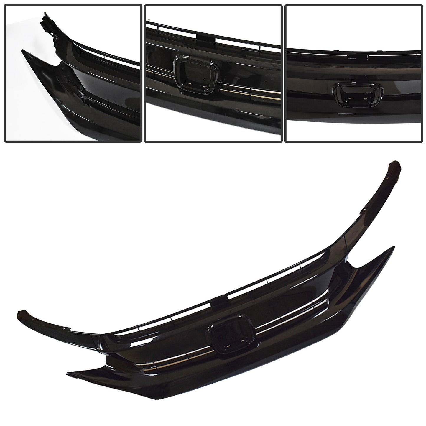 munirater Front Bumper Upper Grille Black Replacement for 2016-2018 Civic