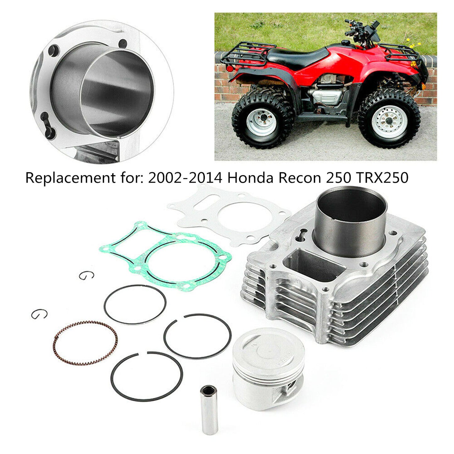 munirater 229cc Cylinder Piston Ring Kit Replacement for Honda TRX250TM TRX250 Tm Recon 250 2X4 2002-14 Standard 68.5mm