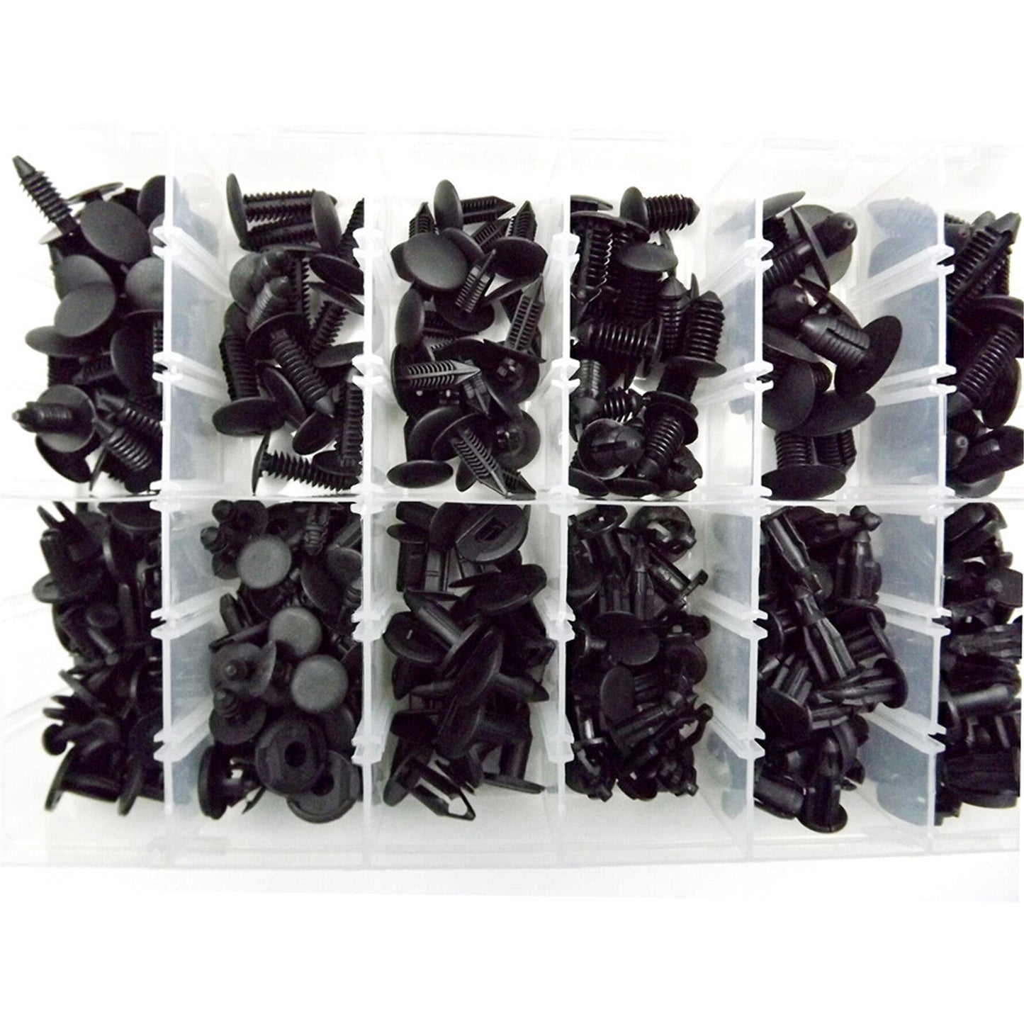 munirater 192Pcs Interiors Plastic Rivet Fastener Clips Bumper Fender Black Screw