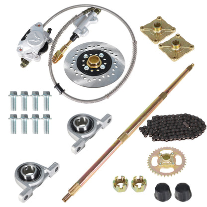 munirater 32" Rear Axle Kit For Go Kart ATV Shaft+Hub+Chain+Brake Master Cylinder