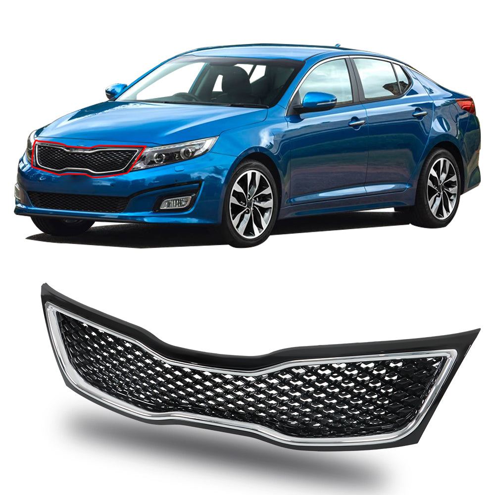 munirater Front Upper Bumper Radiator Grill Grille Black Replacement for 2014 2015 Optima Sedan 4-Door