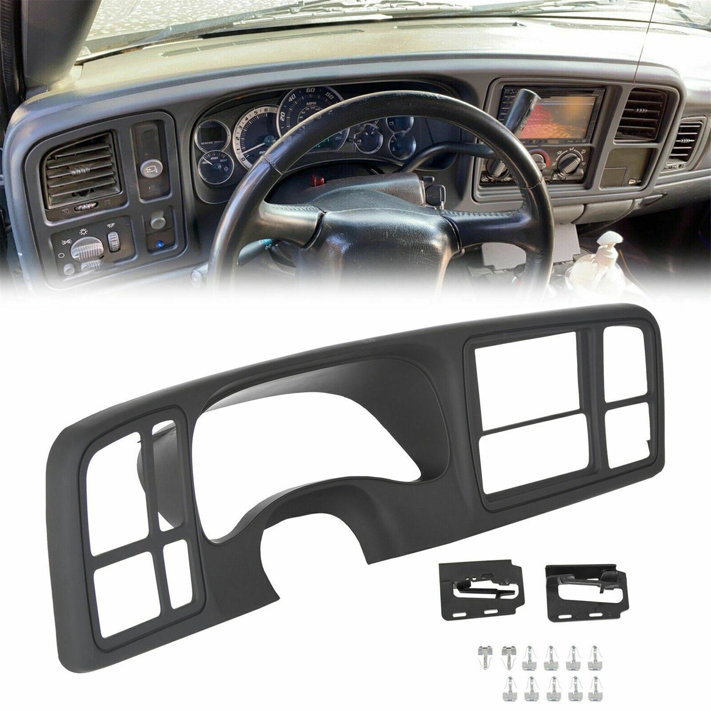 munirater Double Din Truck Dash Bezel Cover Kit Replacement for 1999-2002 Silverado Sierra Full Size (Matte Black) GMK346TB Metra DP-3002B