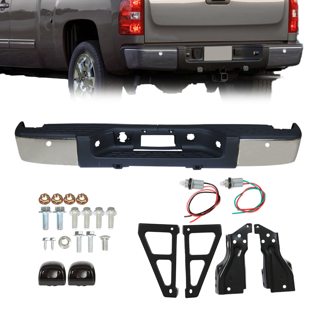 munirater Rear Step Bumper Chrome Steel Electroplated Replacement for 2007-2013 Chevy Silverado & GMC Sierra 1500 GM1103148 20899360