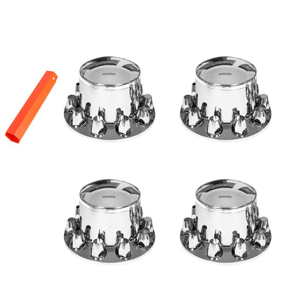 munirater 4PCS Rear Wheel Axle Hub Cover Kit 33mm Nut Covers Chrome ABS Plastic Replacement for Semi-Truck