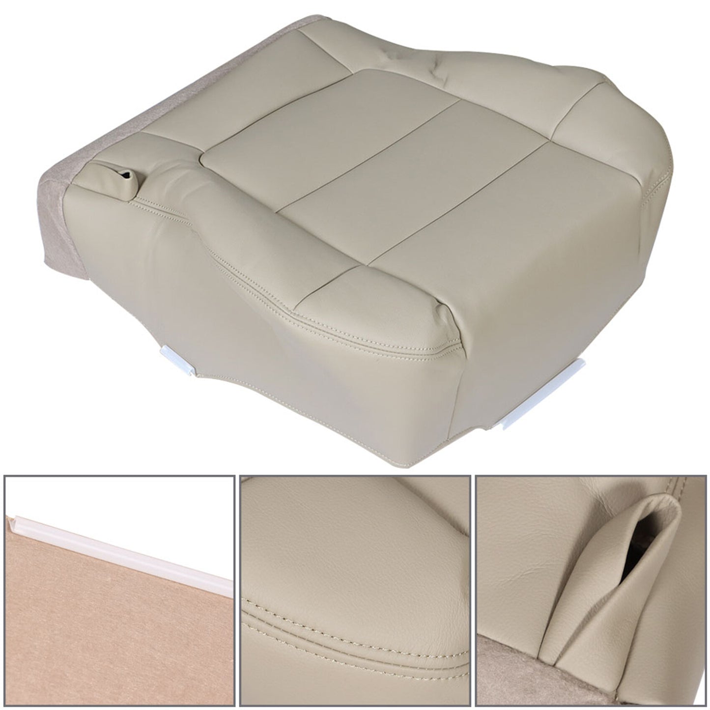 munirater Driver Side Beige Leather Seat Cover Replacement for 2002 2003 2004 2005 2006 2007 F250 F350