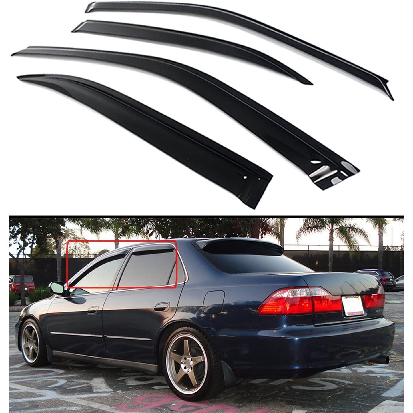 munirater Window Visors Rain Guard Wind Vent Shade Deflector Replacement for 1998-2002 6TH Honda Accord 4 Door Sedan