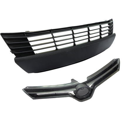 munirater Front Bumper Upper Lower Grille Grill Set Replacement for 2014 2015 2016 Corolla L LE CE 53100-02560 53112-02450