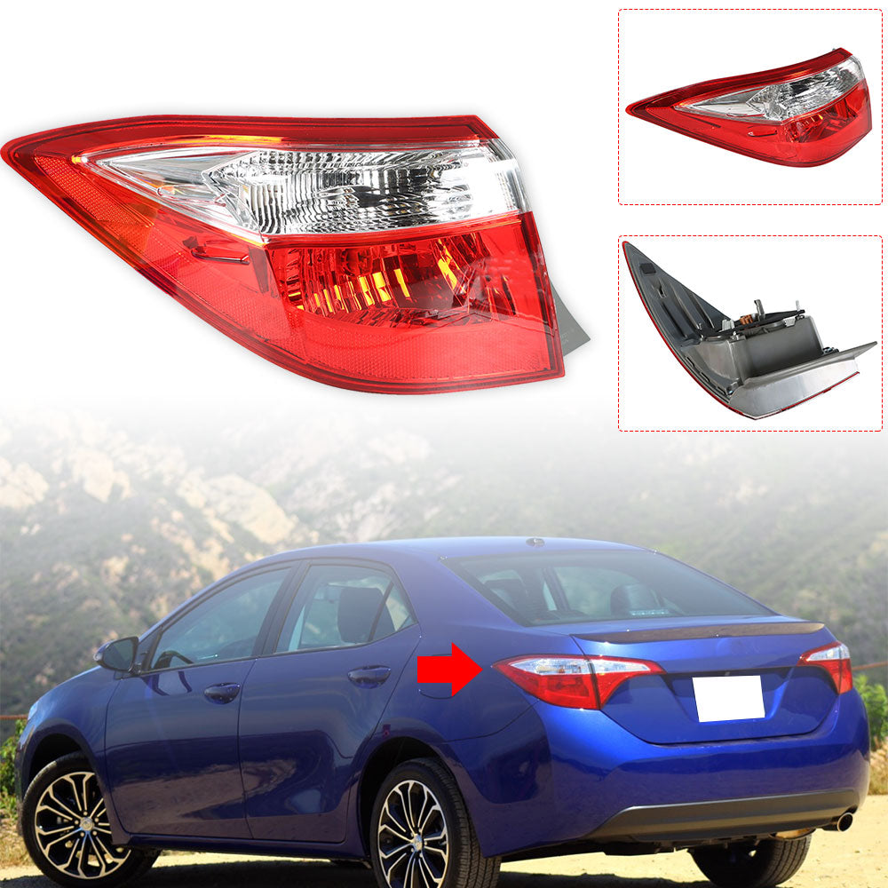 munirater Outer Body Left Tail Light Assembly Replacement for 2014-2016 Toyota Corolla OE-Style, Replaces Tail Light Rear Brake Lamp Driver Side