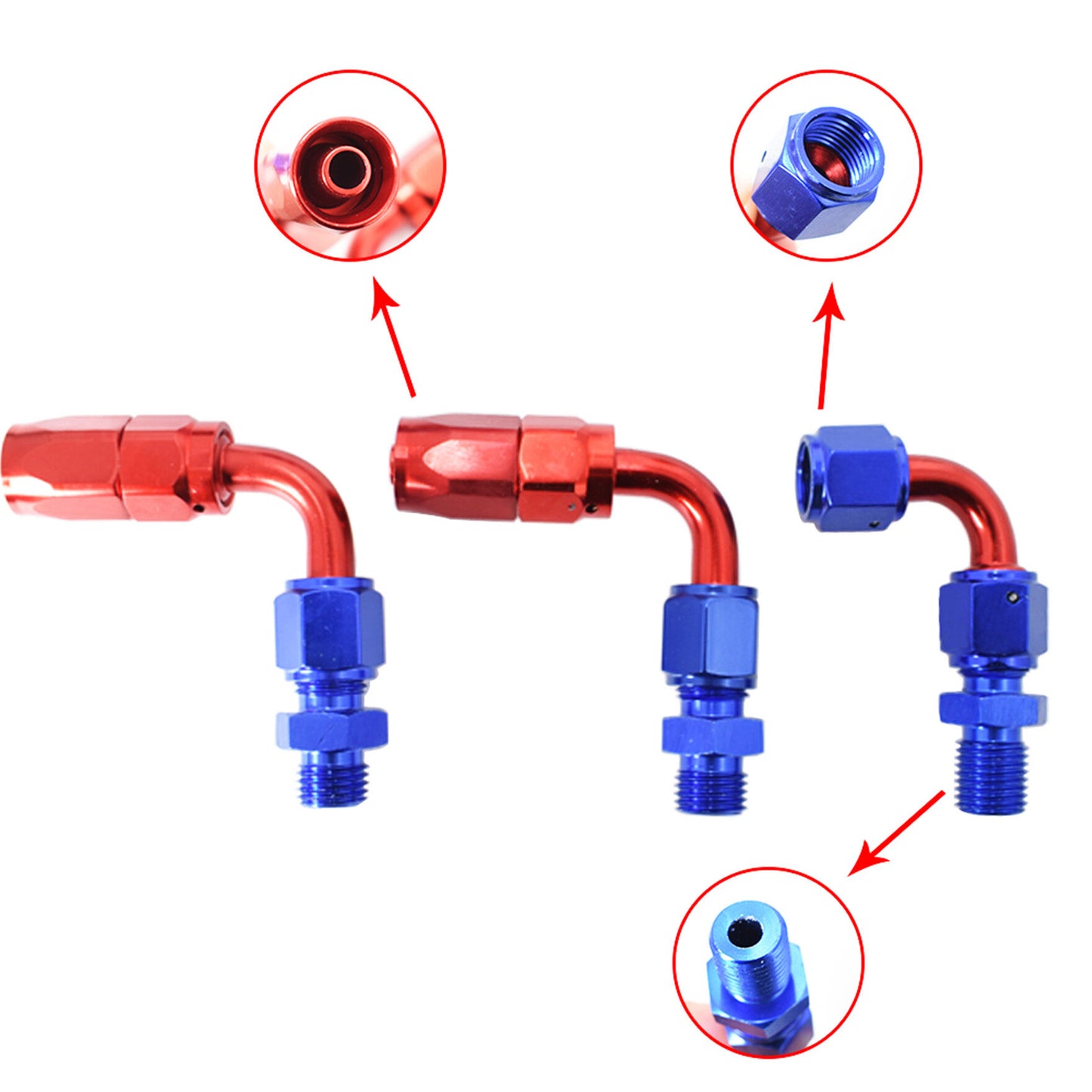 munirater Universal Adjustable Fuel Pressure Regulator Kit Aluminum with 0-100 Psi Pressure Gauge AN-6 Fuel Line Hose Fitting Connectors Kit Blue & Red