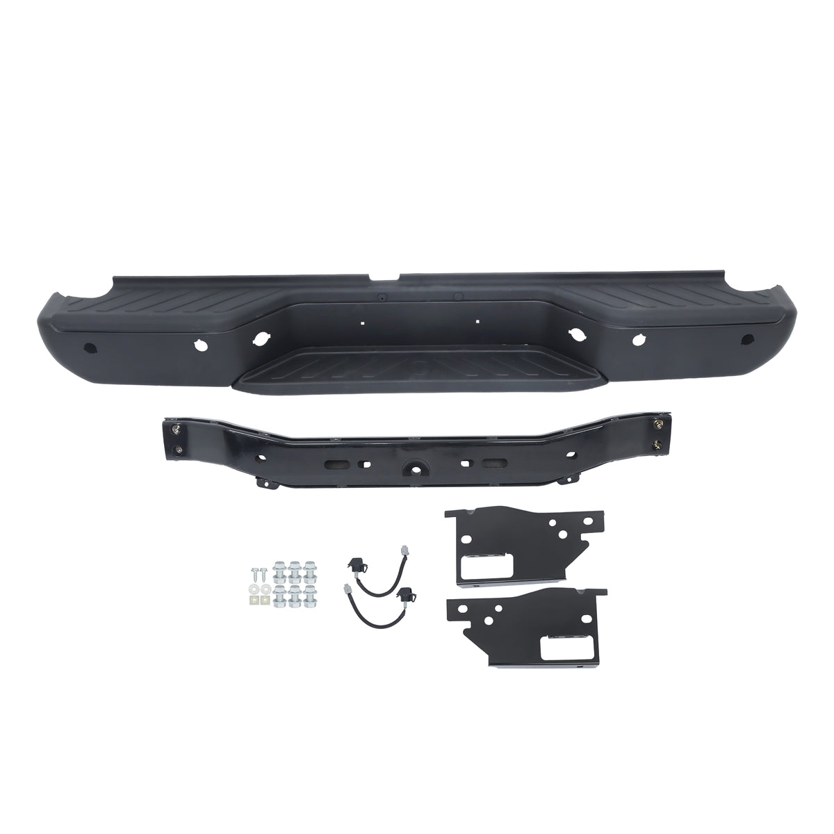 Black Rear Bumper Assembly for Nissan Frontier 2013-2021, with Sensor Holes, NI1103126