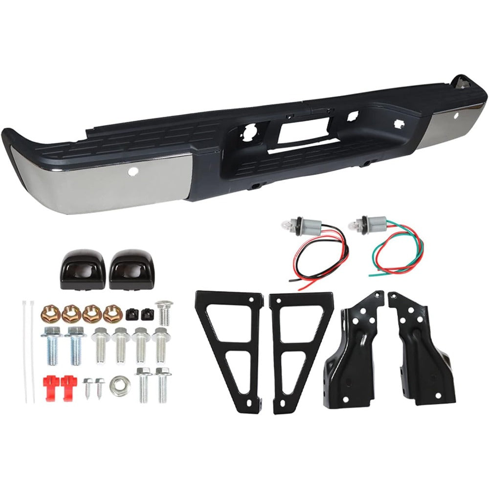 Chrome Rear Bumper Assembly for Chevrolet Silverado 1500 & GMC Sierra 1500 2007-2013, with Sensor Holes