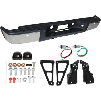 Chrome Rear Bumper Assembly for Chevrolet Silverado 1500 & GMC Sierra 1500 2007-2013, with Sensor Holes