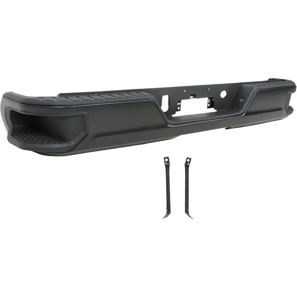 Black Rear Step Bumper for Chevrolet Silverado & GMC Sierra 2500 / 3500 2020-2025, without Sensor Holes