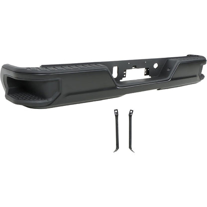 Black Rear Step Bumper for Chevrolet Silverado & GMC Sierra 2500 / 3500 2020-2025, without Sensor Holes