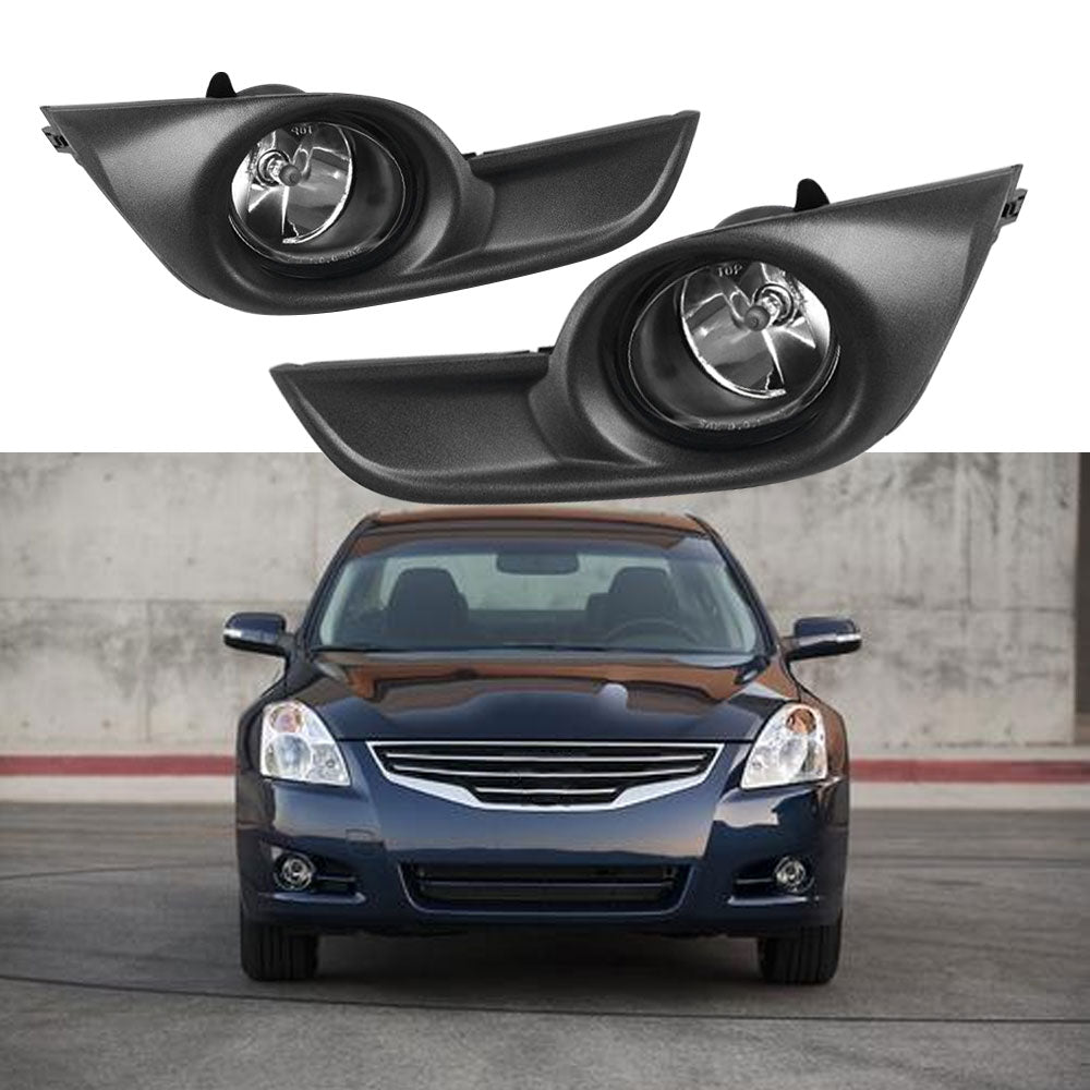 munirater Clear Fog Lights Lamps with Chrome Black Bezel and Kit Switch+harness Replacement for 2013-2015 Nissan Altima Sedan 4-door