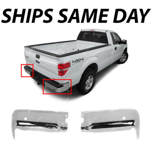 munirater Rear Bumper End Caps Drivers Passengers Chrome with Park Assist Replacement for 2009-2014 F150 FO1102372