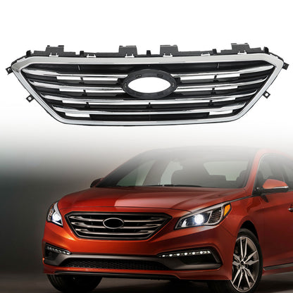 munirater Front Bumper Chrome Grill Factory Style Grille Replacement for 2015-2016 Hyundai Sonata