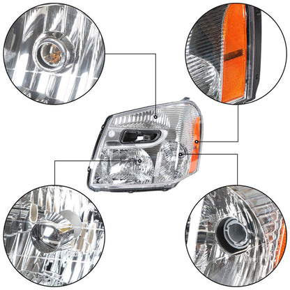 munirater Headlight Assembly Chrome Housing Driver Side Headlamp Replacement for 2005-2009 Equinox with Amber Corner 15888058 GM2502254