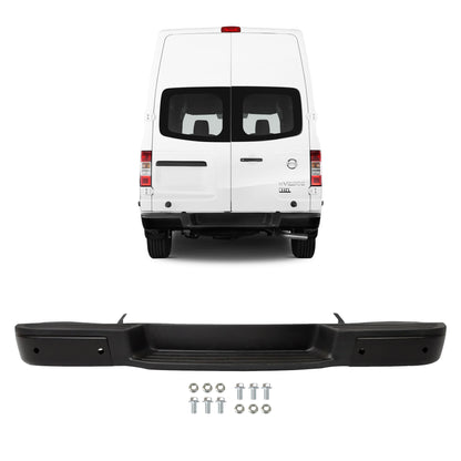 Black Rear Bumper Assembly for Nissan NV1500 / NV2500 2012-2021, with Sensor Holes, NI1102167