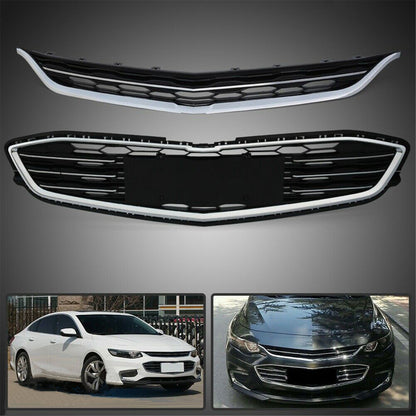 munirater Front Bumper Upper and Lower Honeycomb Mesh Grille Replacement for 2016-2018 Malibu