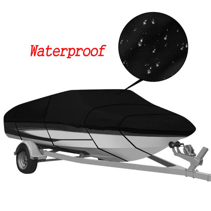 munirater Boat Cover Heavy Duty Trailerable Replacement for Fishing Ski Bass V-Hull Runabouts 20-22ft Black