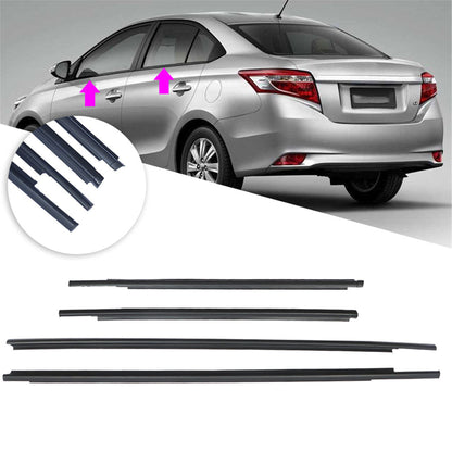 munirater Outside Window Weatherstrip 4PC Sweep Belt Seals Black Replacement for 2007-2016 Toyota Yaris Sedan