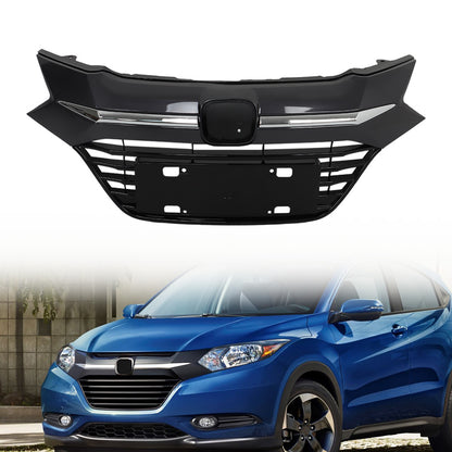 munirater Front Upper Automotive Grille Grill Black Chrome Replacement for 2016 2017 2018 HRV HR-V