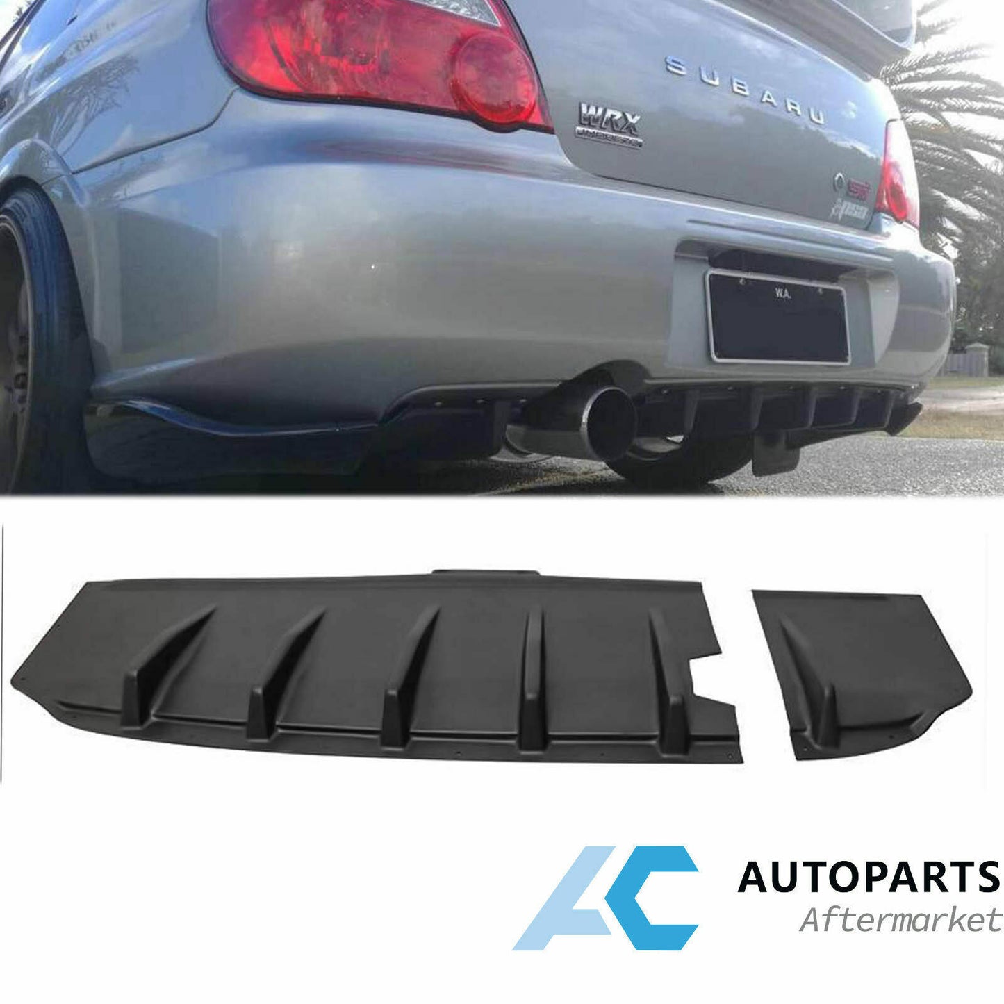 Car Rear Bumper Lip Diffuser Splitter Black JDM Sport Style Replacement for 2004 2005 2006 2007 Impreza WRX STI Sedan