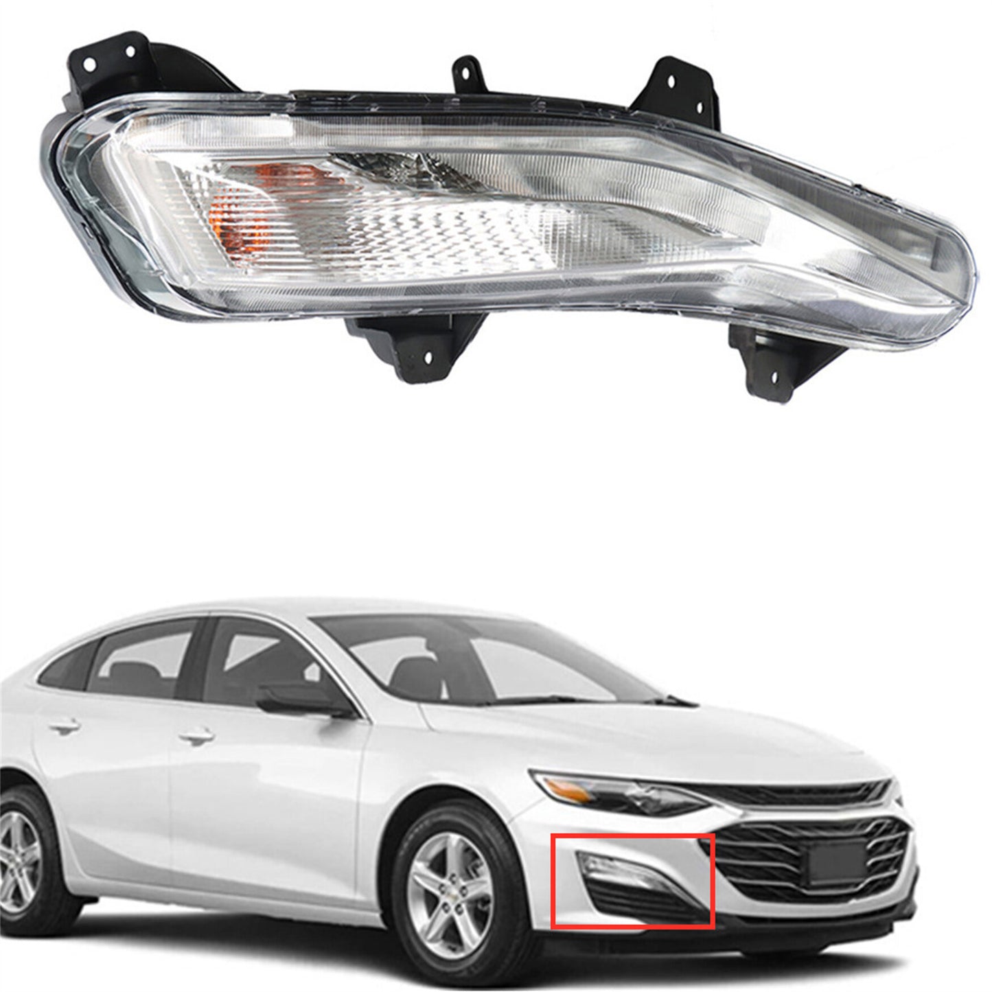 munirater 1-Pack Bumper Fog Lamp Assembly Signal Light with LED DRL Passenger Side Replacement for 2019-2020 Malibu